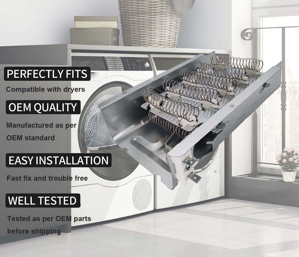 279838 Dryer Heating Element Assembly Replacement Part Compatible For Most Top Brands