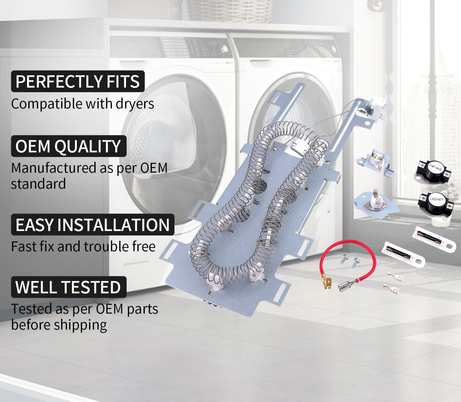 8544771 Dryer Heating Element Kit for Whirlpool Kenmore Maytag Dryers